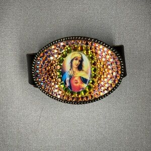 RARE Tarina Tarantino Mary with sacred heart belt buckle and original belt. Y2K
